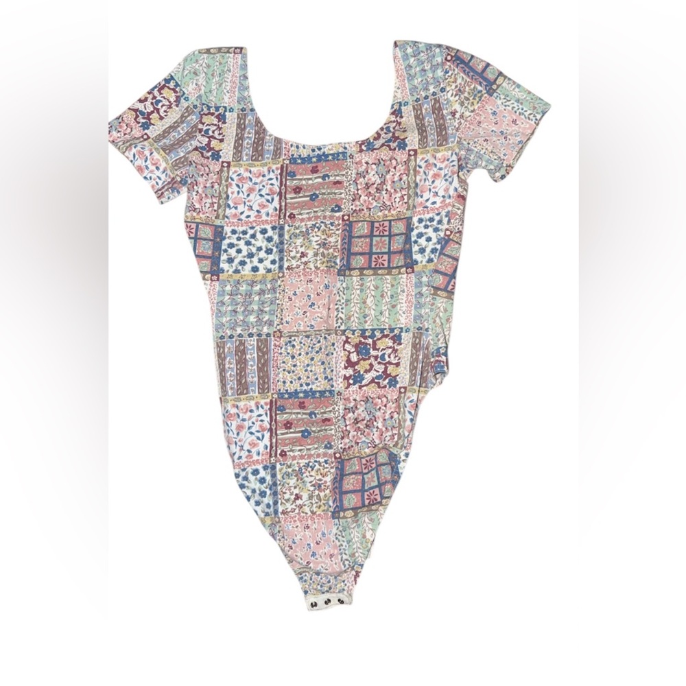 Jazz Sport California Vintage Colorful Patchwork Bodysuit Size Small - Picture 2 of 3